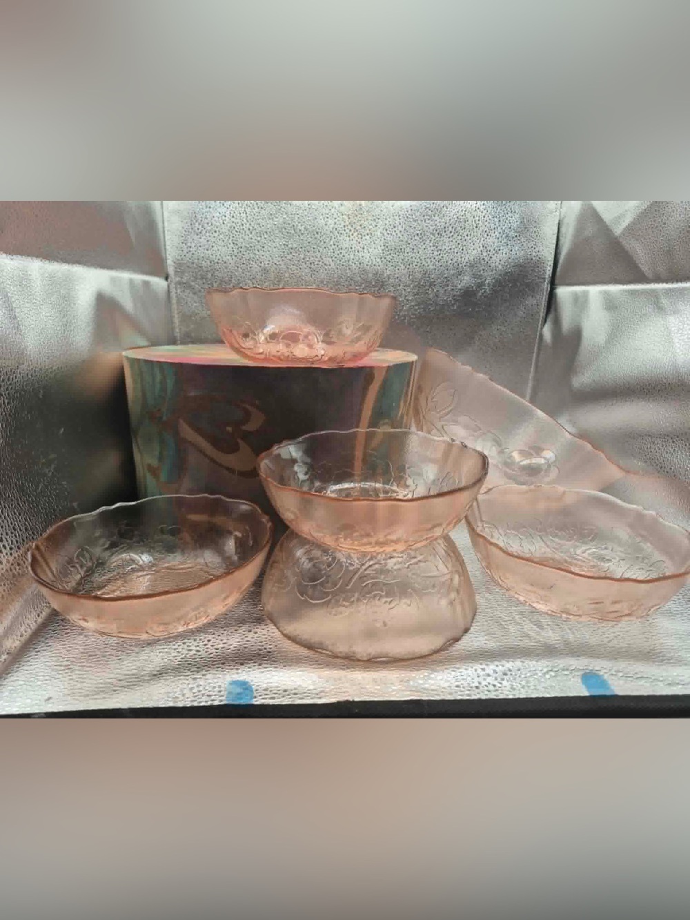 Vintage Pink French Glass Serving Bowl Set - Arcoroc ROSA Rosaline